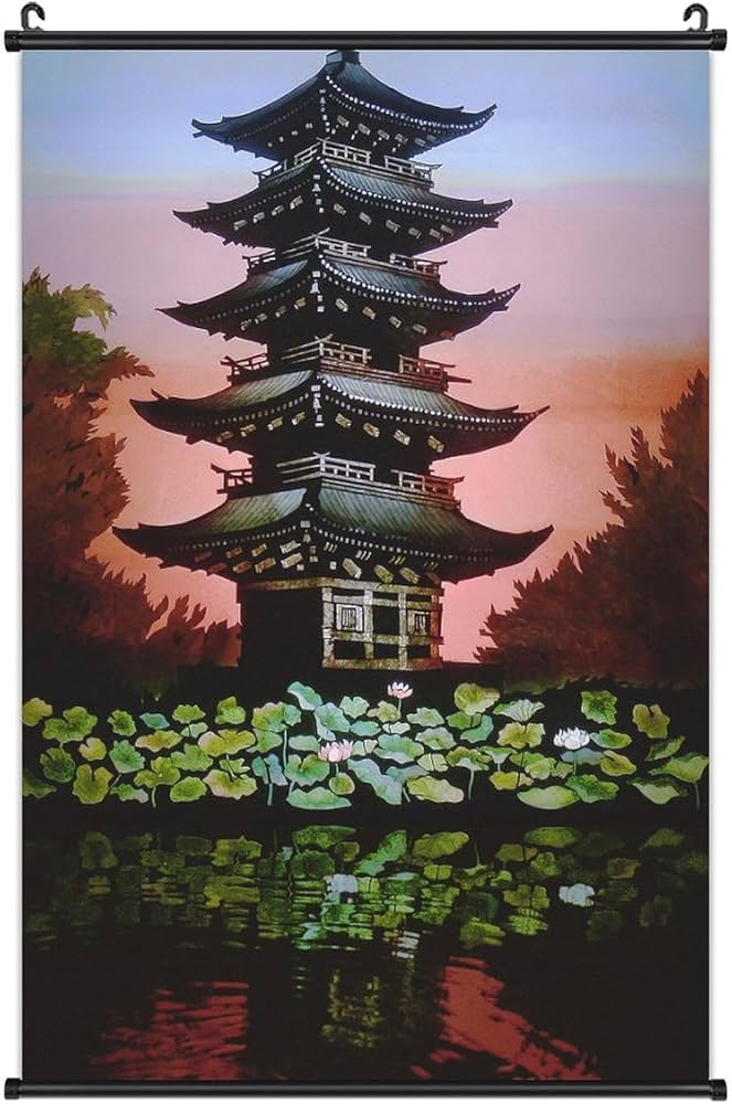 Amazon.co.jp: 藤城清治 東寺五重塔 掛ける絵 おしゃれ 軸物 壁畫 装飾